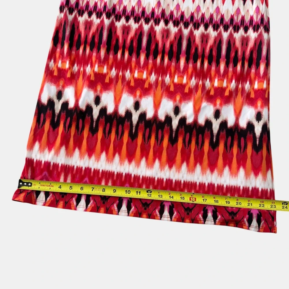 VTG ALYX Ikat Geometric Print Maxi Skirt Womens Red Pink Sz Medium Y2K USA‎ made